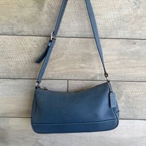 Y2K Coach Soho Blue Leather Small Shoulder Bag Baguette 7587 Vintage